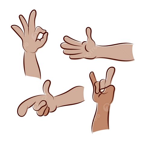Hand Gesture Cartoon Vector Art PNG, Cute Brown Hand Gestures Cartoon Png Set, Hand, Gestures ...