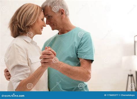 Happy Senior Couple Dancing at Home Stock Image - Image of flat, closeup: 173605377