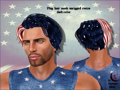 Second Life Marketplace - Flag hair men mesh unrigged resize flag dark color