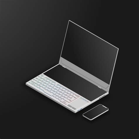 Premium Vector | Gaming laptop with dual screen and smartphone