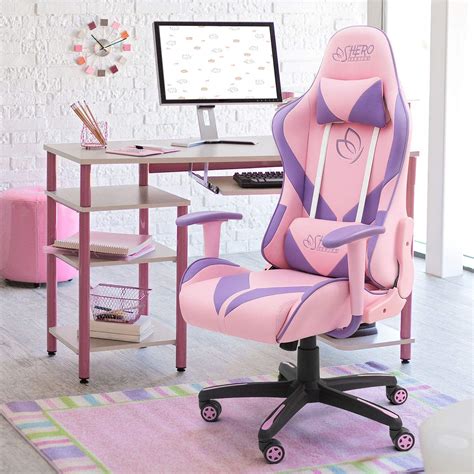 Homall Gaming Chair Girl Racing Office Chair High Back Computer Desk Chair Leather Executive ...