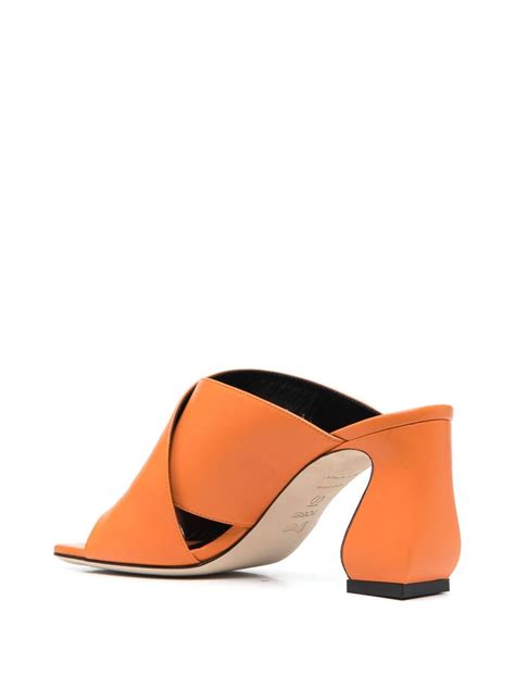 Si Rossi curved-heel crossover-strap leather mules | Smart Closet