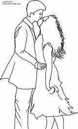 Valentine Windswept Couple Kiss Coloring Page sketch template