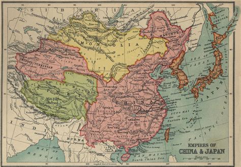 Map of Korea, China & Japan in 1910