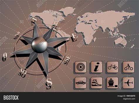 World Map Compass Vector & Photo (Free Trial) | Bigstock