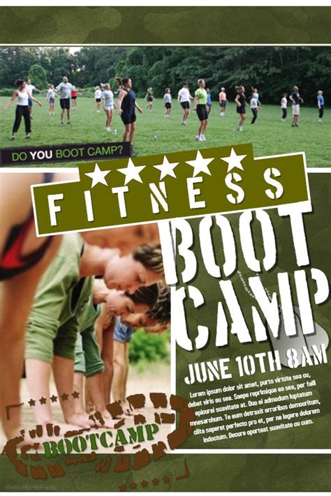 Fitness Boot Camp Advertisement poster flyer social media graphic design template. | Workout ...