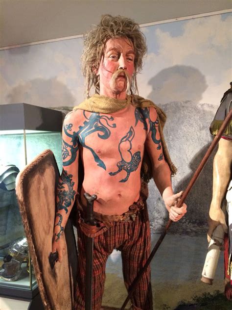 Iron Age warrior at Dover Museum based on accounts of Celts and Britons by classical authors.