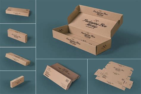 7 Mockups de cajas de embalaje rectangulares, Plantillas de gráficos ...