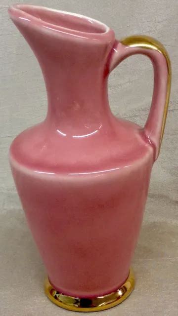 VINTAGE PINK AND Gold Ceramic Vase $14.99 - PicClick