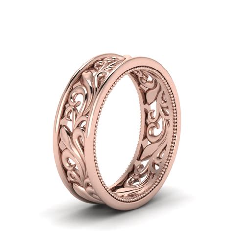 Womens Filigree Wedding Band In 14K Rose Gold | Fascinating Diamonds