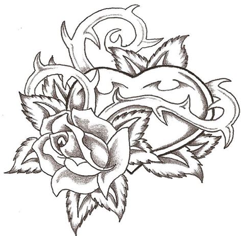 Heart and Rose Tattoo Design