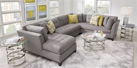 Cindy Crawford Metropolis Way Steel Gray Microfiber 3 Pc Left Arm Chaise Sectional | Decoração ...