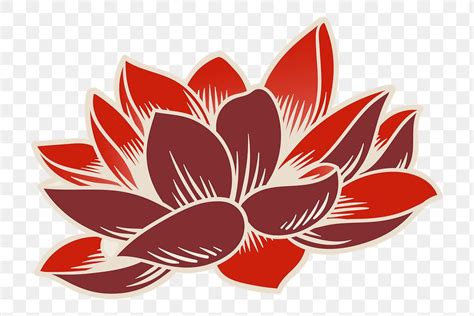 Japanese lotus flower sticker design | Free PNG Sticker - rawpixel