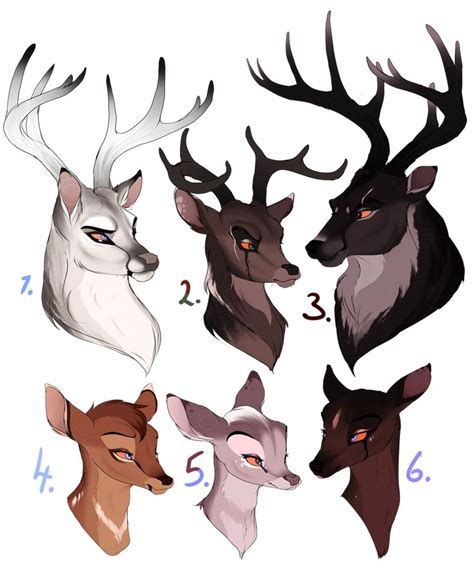 Deer Designs. CLOSED: by BeeStarART on DeviantArt in 2020 | Animal drawings, Animal sketches ...