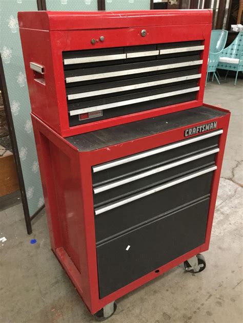 Sold Price: 2 pc Craftsman tool box storage chest on wheels - upper stuffed w/ hand tools and ...