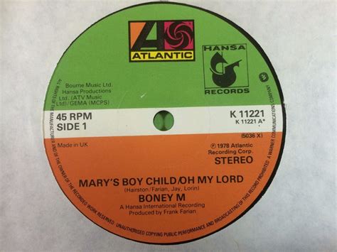 Boney M - Mary's Boy Child / Oh My Lord, Atlantic K-11221 Ex+ Condition | eBay