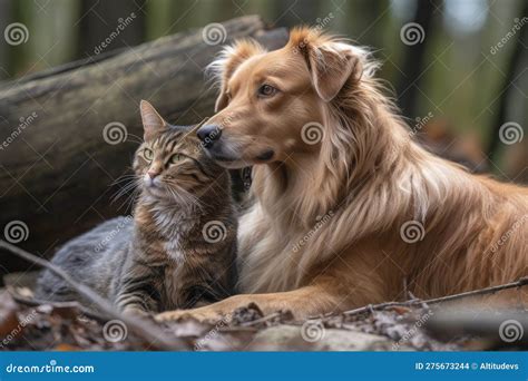 Dog Saves Cat from Falling in a Popular Television Series Stock Photo ...