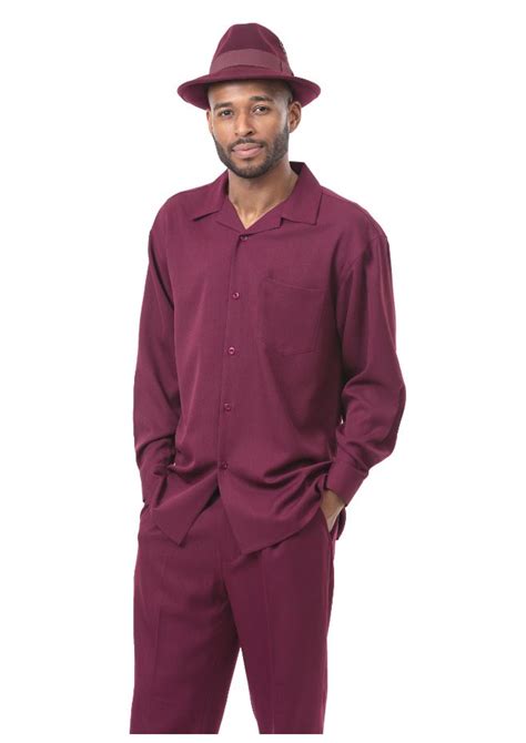 Montique 1641 Mens Walking Suit Burgundy - Abby Fashions