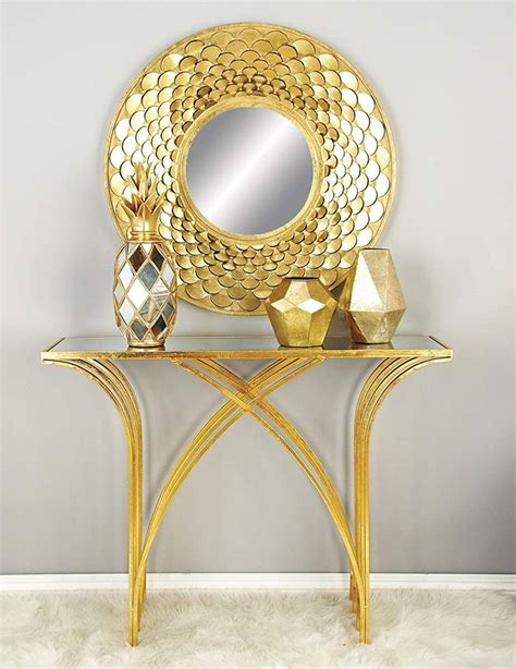 Metal Console Table Gold | Art deco console table, Glass console table, Metal console table