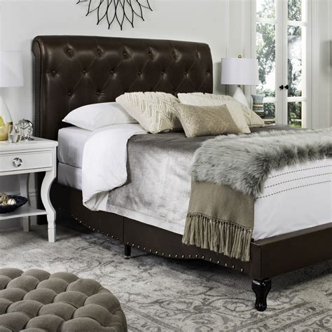 Safavieh Hathaway Modern Tufted Bed Frame with Nail Heads - Walmart.com ...