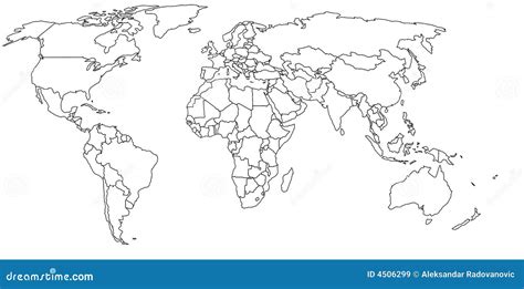 Empty world map stock illustration. Illustration of oceans - 4506299