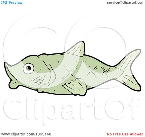 Clipart of a Cartoon Green Fish - Royalty Free Vector Illustration by ...