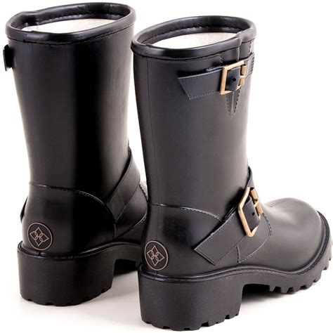 Bliss Boutique: Black Moto Rain Boots