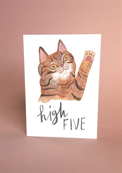 Cat High Five Drawing