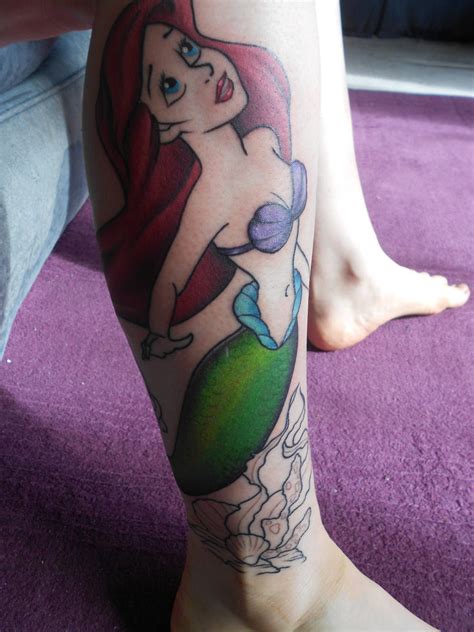 Ariel Tattoo WIP 2: Color Stage 1 by FuriePhoenix on DeviantArt