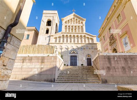 Cagliari, Sardinia island, Italy - December 12, 2019: Neo Gothic facade ...