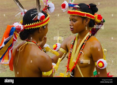 Yapese girls in traditional clothing at Yap Day Festival, Yap Island, Federated States of ...