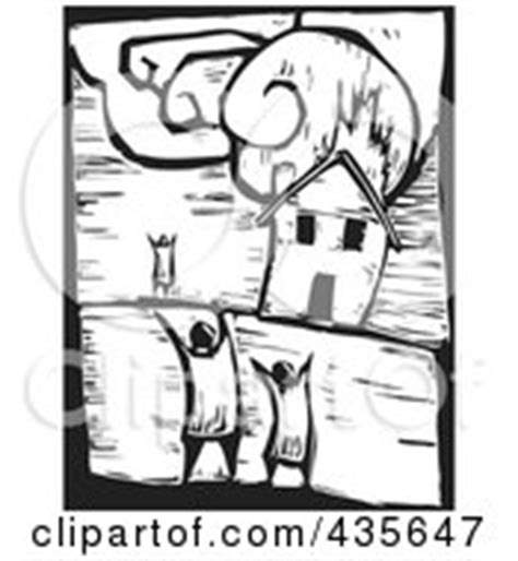 Stick Man Standing Near His Burning House Posters, Art Prints by ...