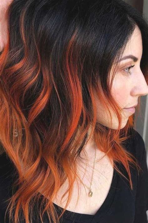 Fiery Orange Highlights #brunette #highlights #redhair ️ Do you know ...