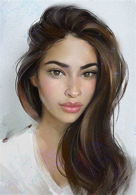 Aleksei Vinogradov {figurative art beautiful female head woman face portrait digital painting ...