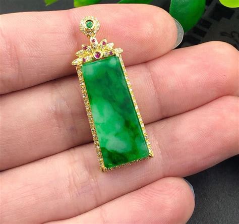 High Grade Jadeite & 18k Gold Necklace Natural Pure Green Jadeite ...