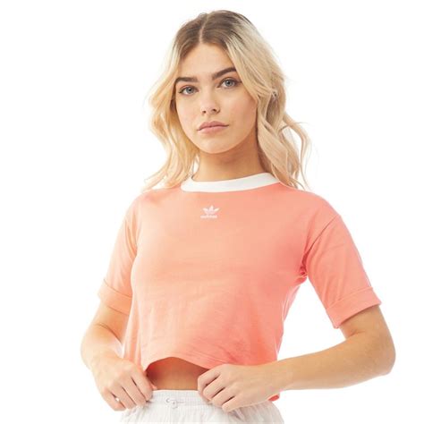 Buy adidas Originals Womens Cropped T-Shirt Chalk Coral/White