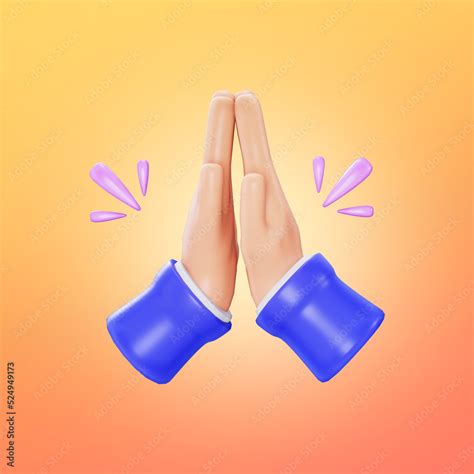 hand clapping greeting hand 3d emoji prayer praying clap emoji hands clapped Stock Illustration ...