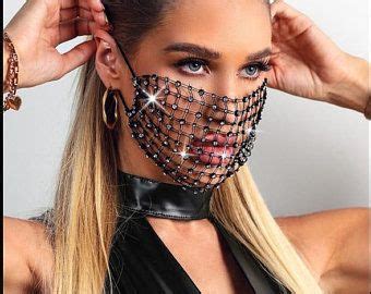 Crystal Face Mask Vivienne Face Accessory | Etsy | Black fashion, Face jewellery, Face protection