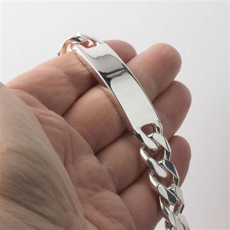 Heavy Men's Sterling Silver Identity Bracelet - 14.50mm