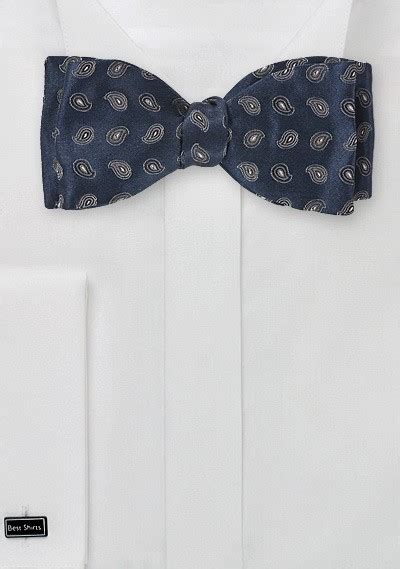 Dropping Paisley Pattern in Dark Blue | Cheap-Neckties.com