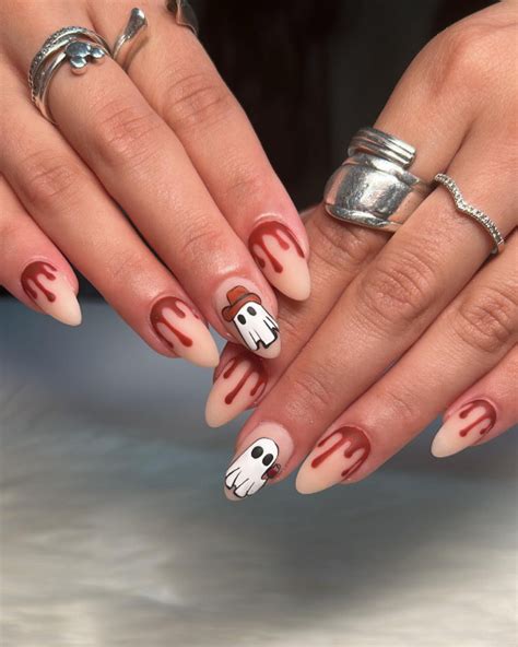 40 Wickedly Halloween Nail Art Ideas : Cowboy Ghost & Blood Drip Nails