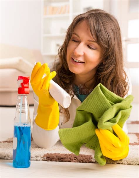 Girl cleaning the house stock image. Image of davenport - 18514679