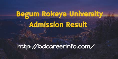 Begum Rokeya University Admission Result 2017-18