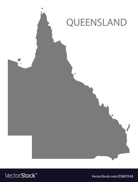 Queensland australia map grey Royalty Free Vector Image