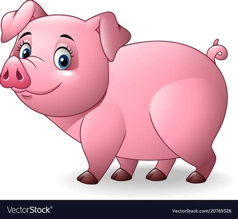 Vector illustration of Cartoon pig isolated on white background ...