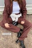 Elastic Waist Linen Trousers Brown | NA-KD