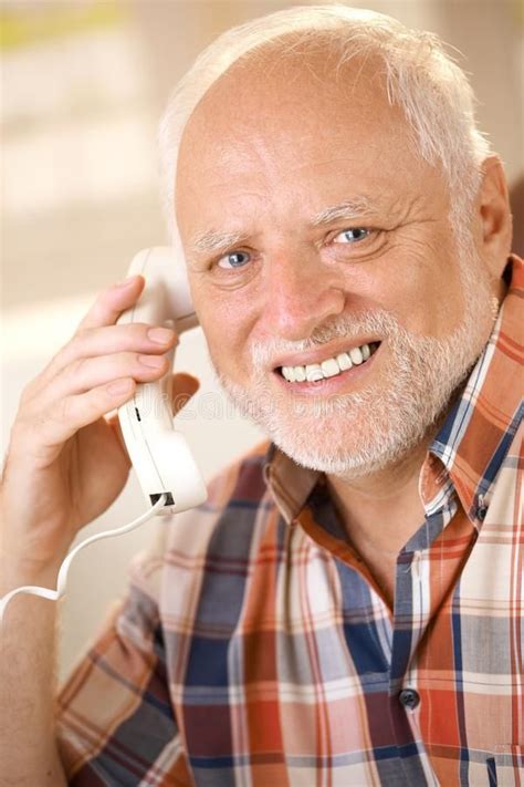 Older Man On Landline Phone Call Stock Photo - Image of landline ...