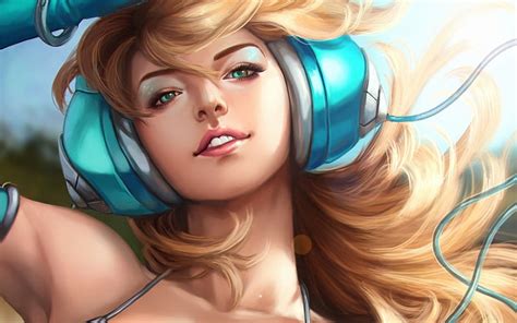 Girl with headphones, art, fantasy, girl, headphones, woman, pepper project, HD wallpaper | Peakpx