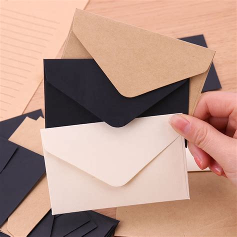 20PCS Kraft Blank Mini Paper Envelope Kraft White Black Paper Envelope ...