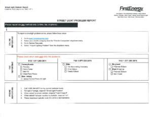 Ohio Edison Street Light Outage Form - Village of Loudonville